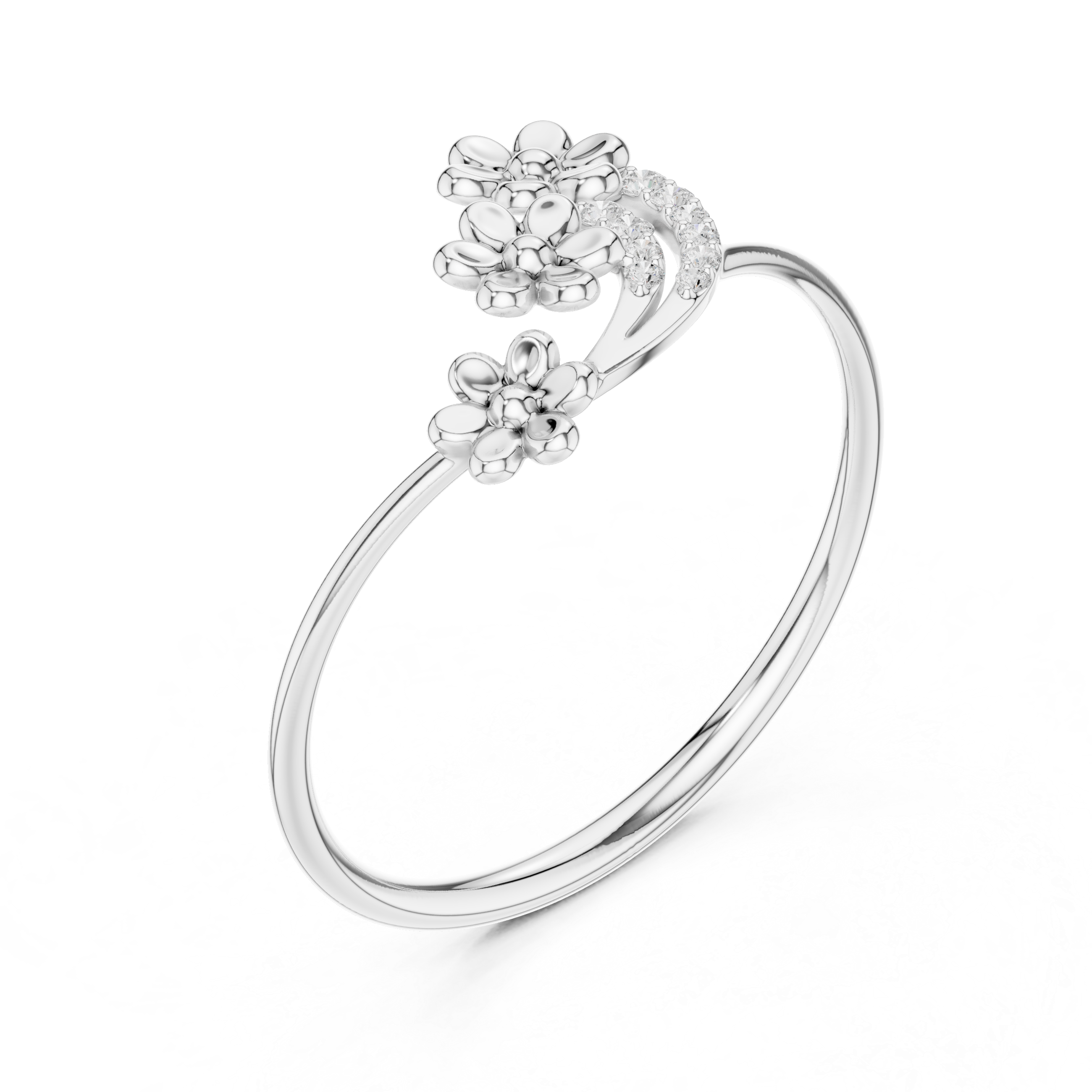 Three Flower Diamond Ring