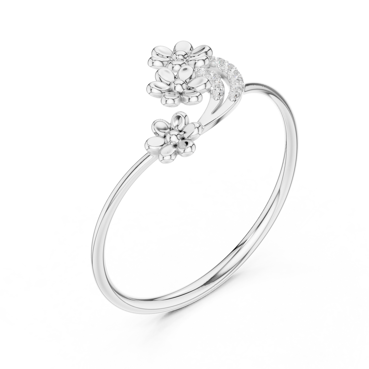 Three Flower Diamond Ring