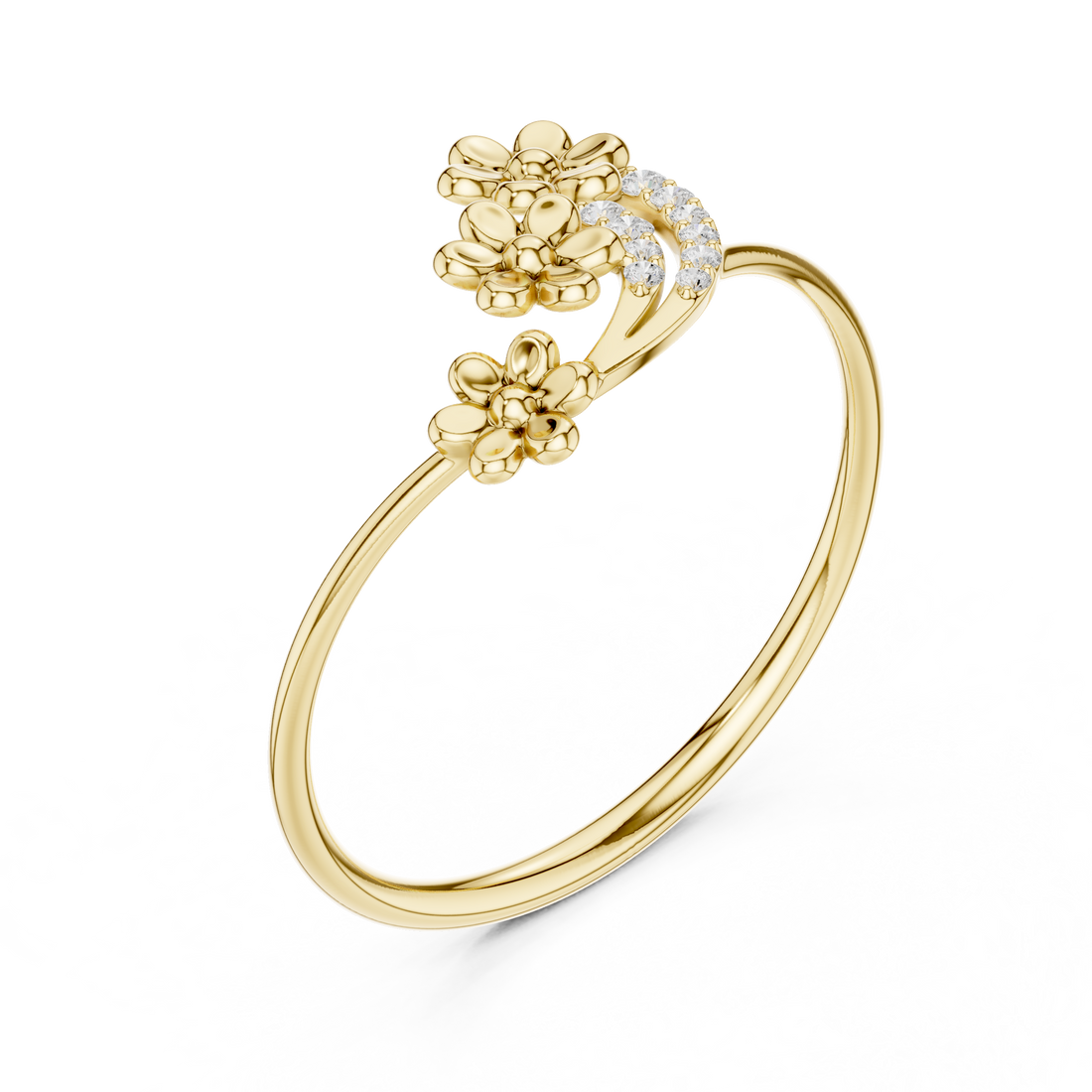 Three Flower Diamond Ring