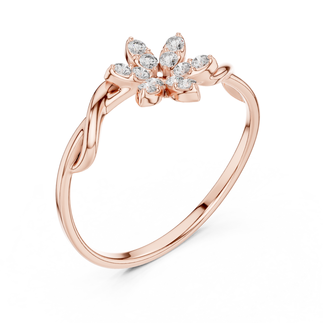 Single Flower Twisted Ring