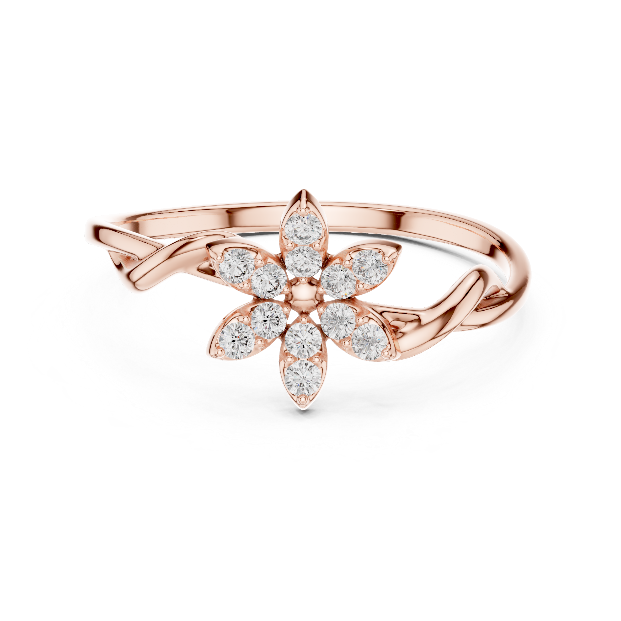 Single Flower Twisted Ring