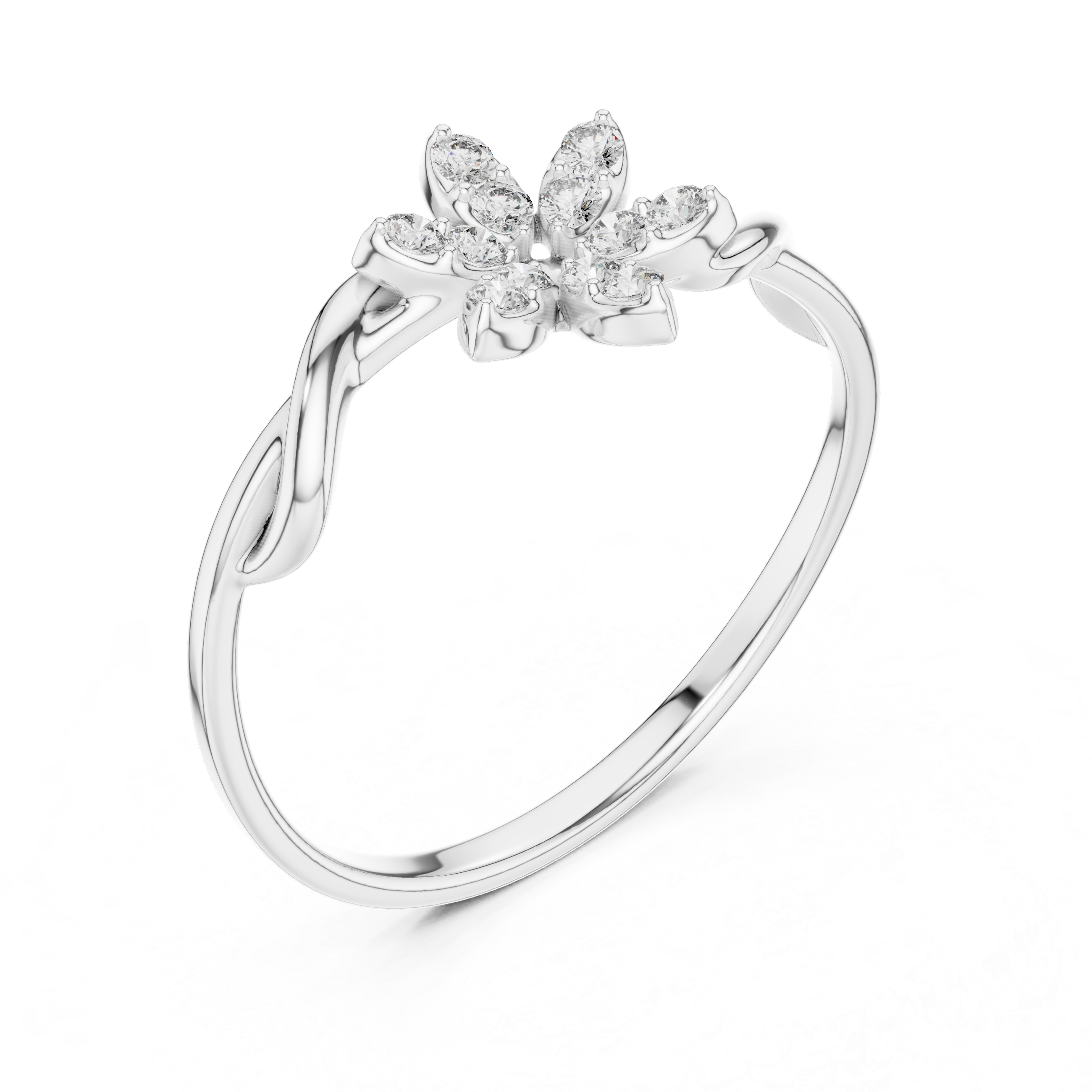 Single Flower Twisted Ring