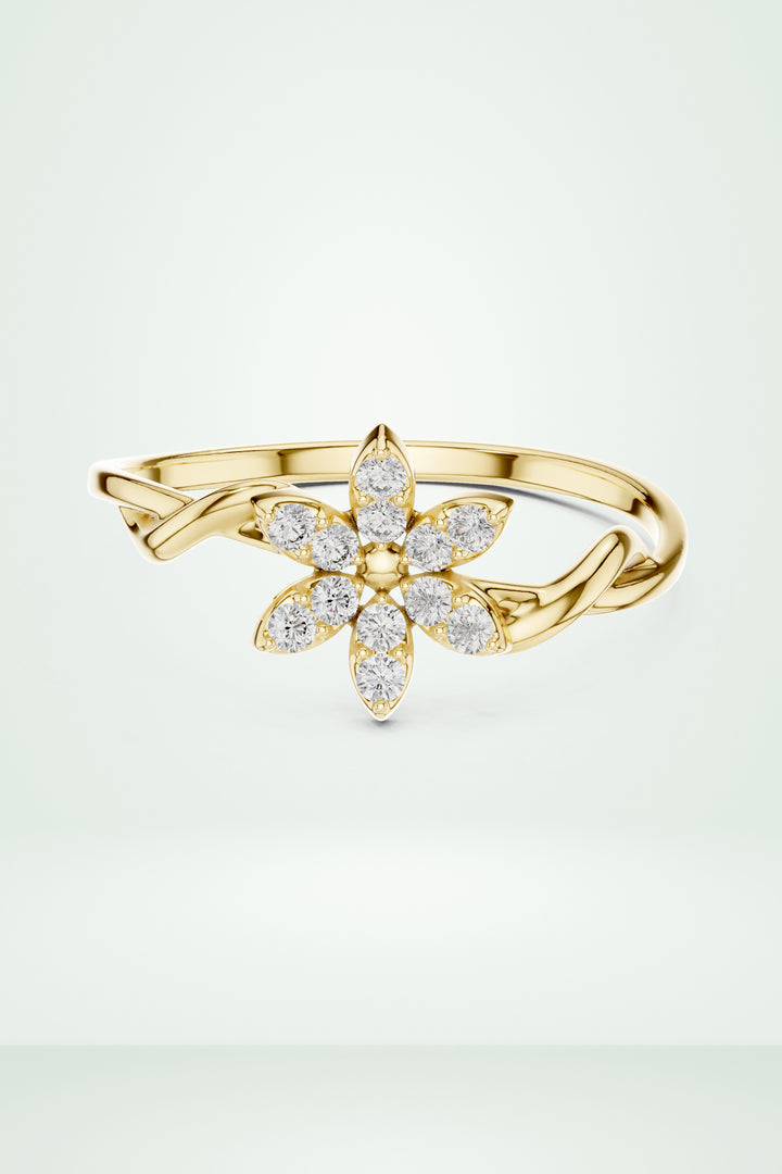 Single Flower Twisted Ring