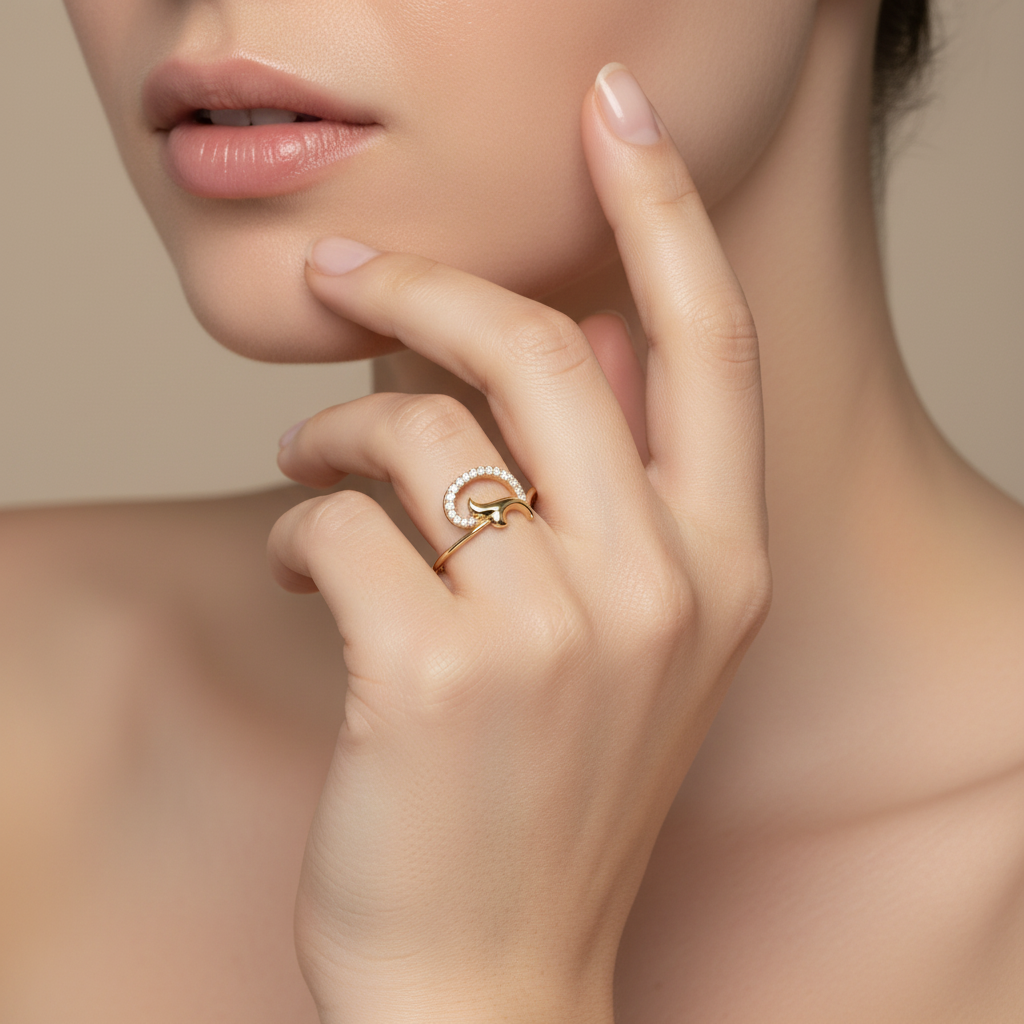 Golden Leaf Twist Diamond Ring