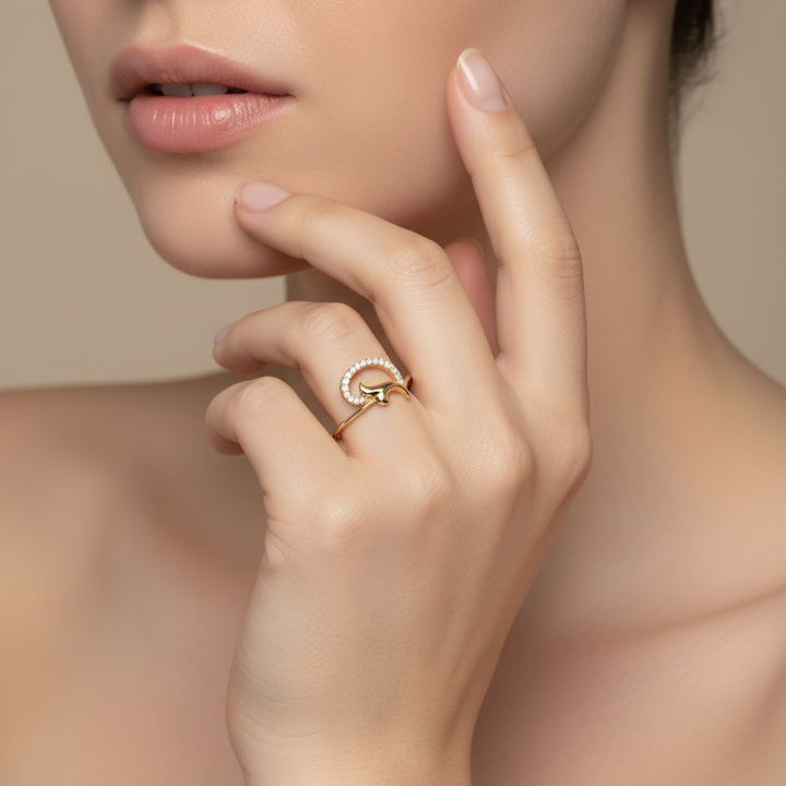 Golden Leaf Twist Diamond Ring