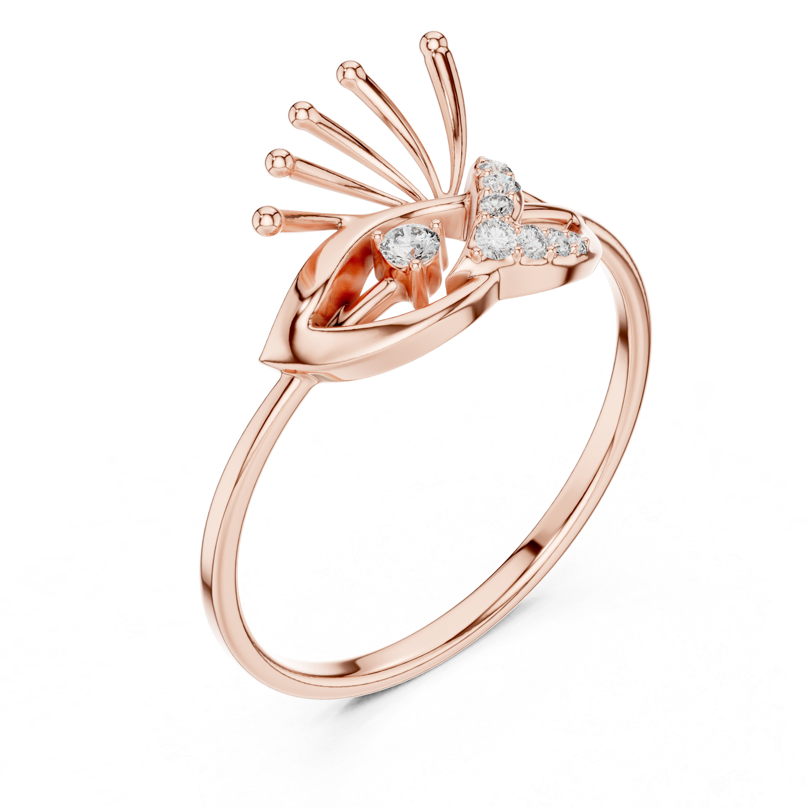 The Peacock Plume Diamond Ring