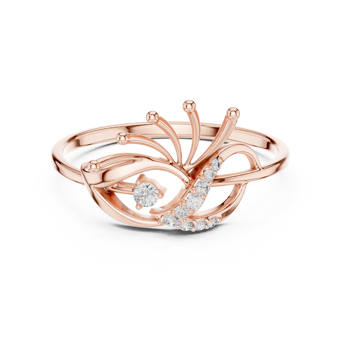 The Peacock Plume Diamond Ring