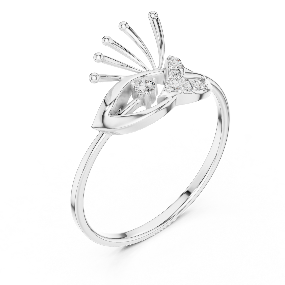 The Peacock Plume Diamond Ring