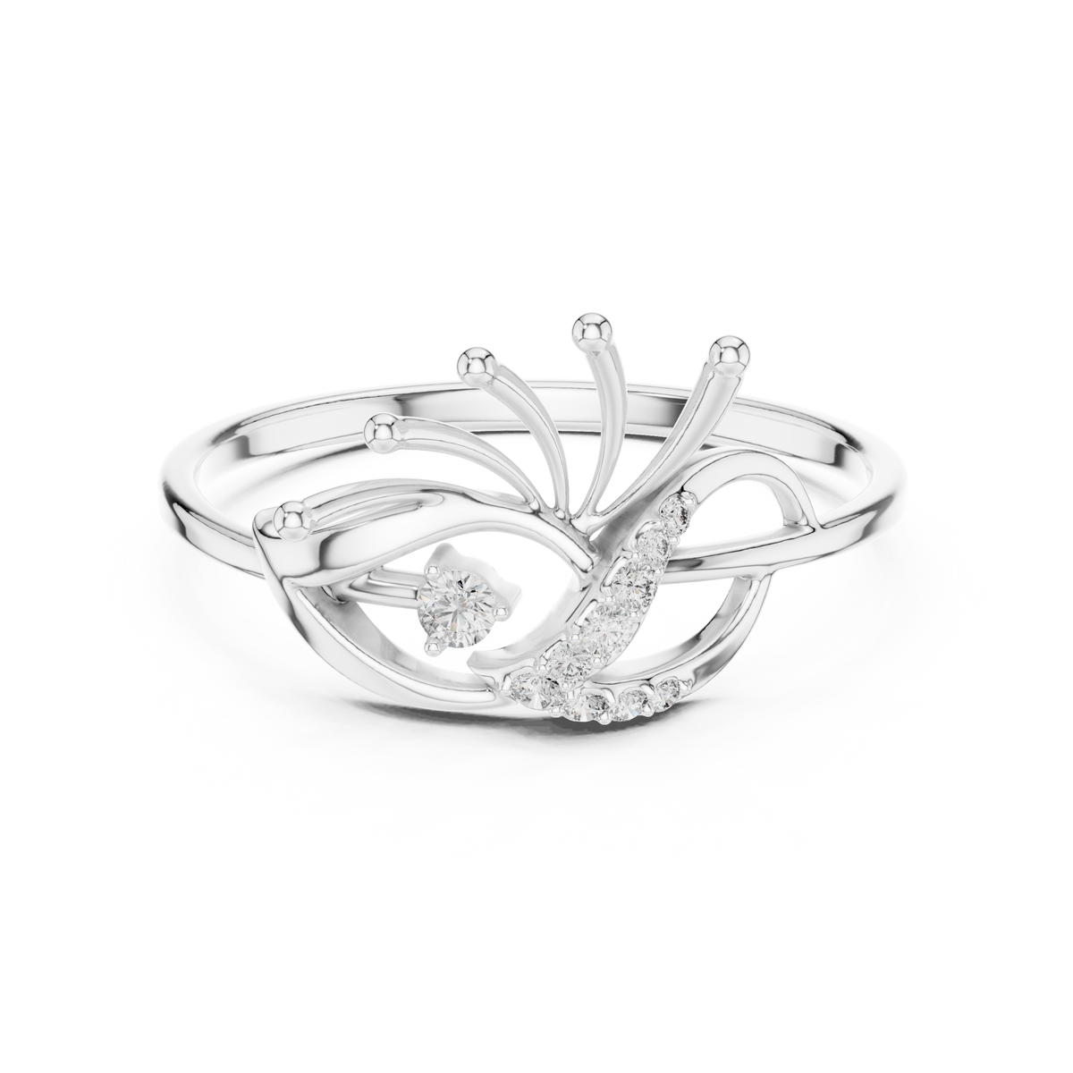 The Peacock Plume Diamond Ring