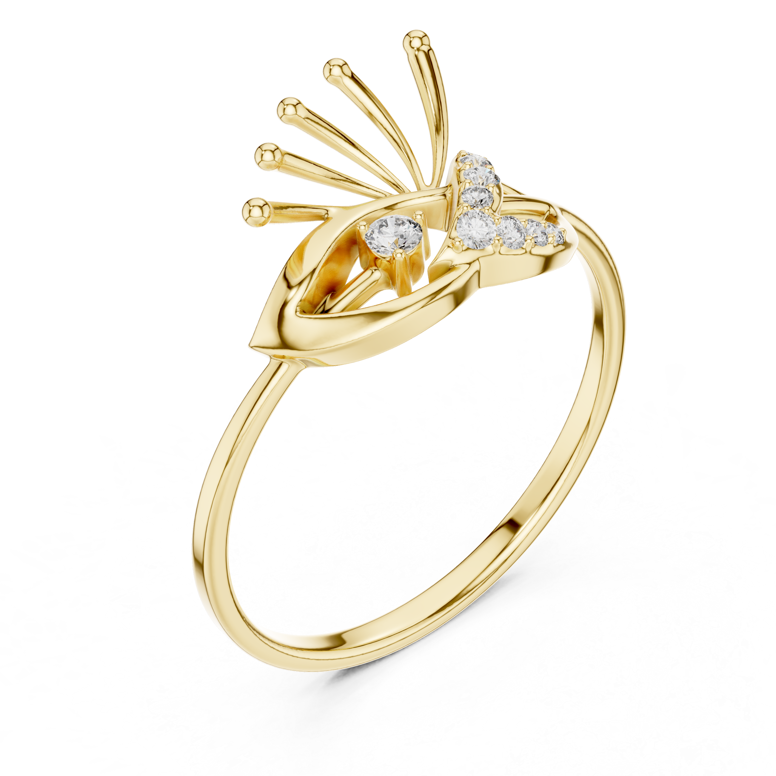 The Peacock Plume Diamond Ring
