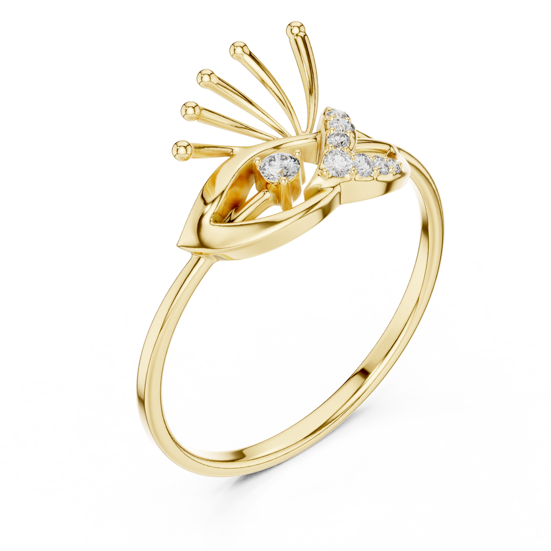 The Peacock Plume Diamond Ring