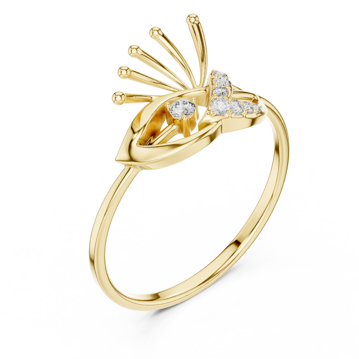The Peacock Plume Diamond Ring