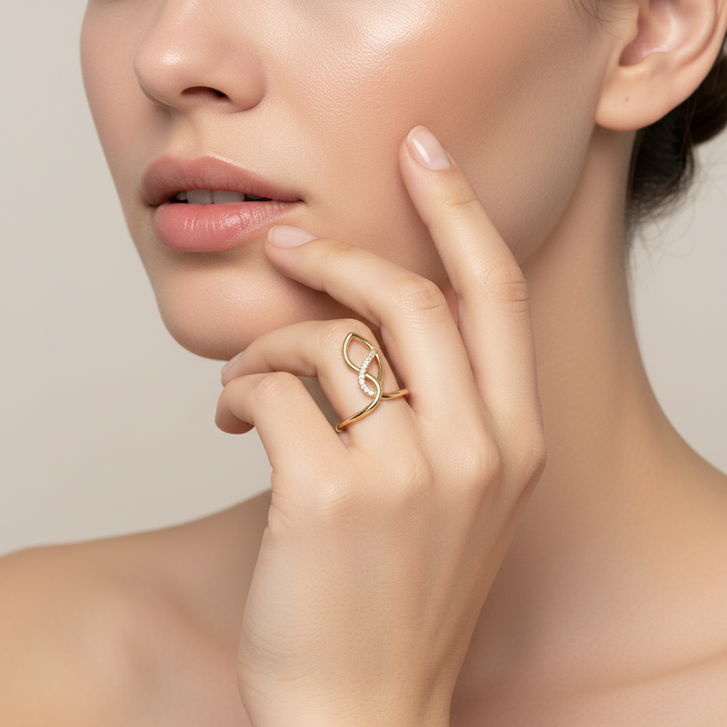 Diamond Entwined Knot Ring