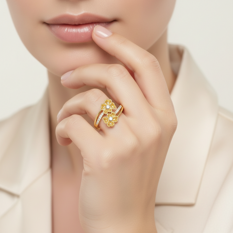 Diamond Floral Wrap Ring