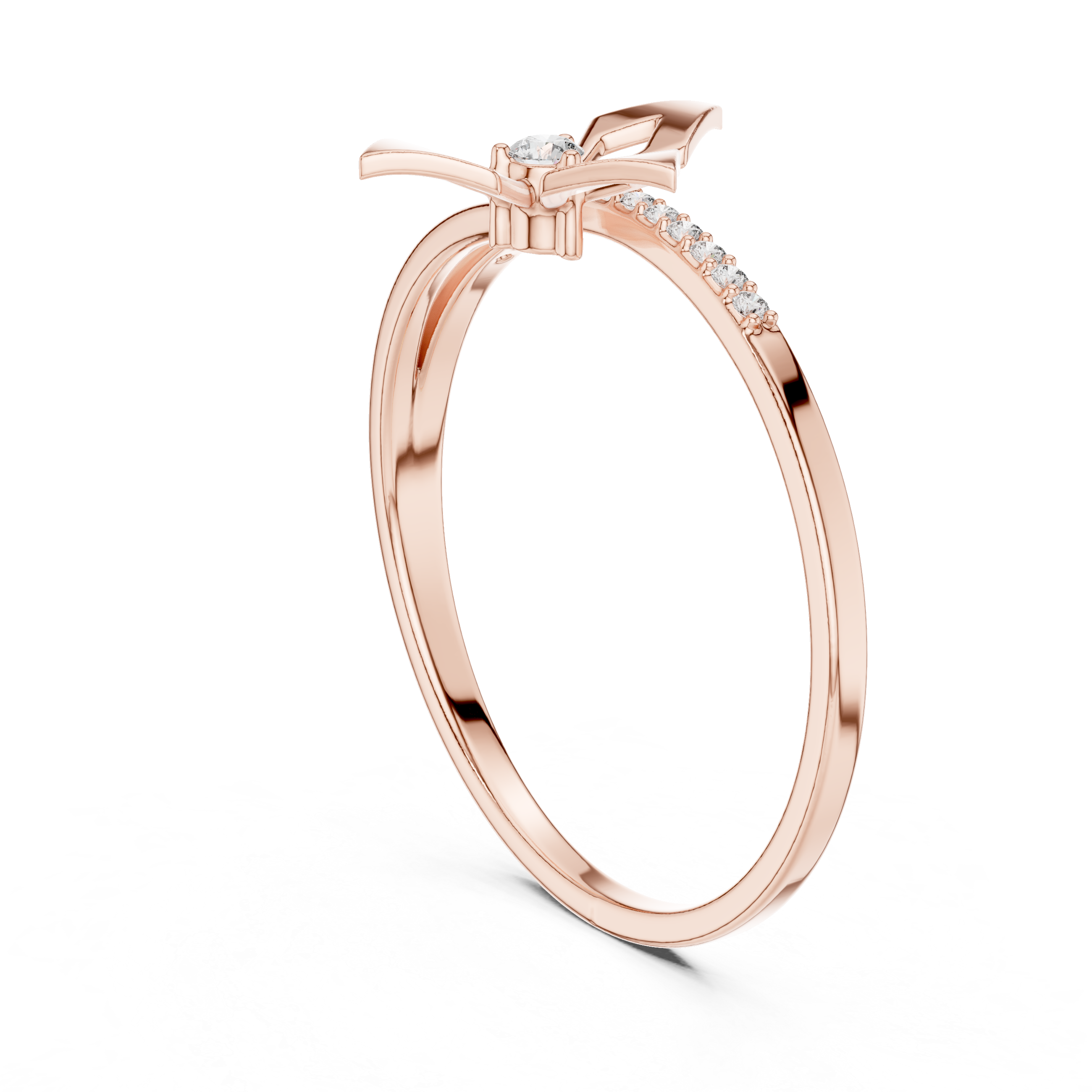 Geometric Diamond Gold Bypass Ring