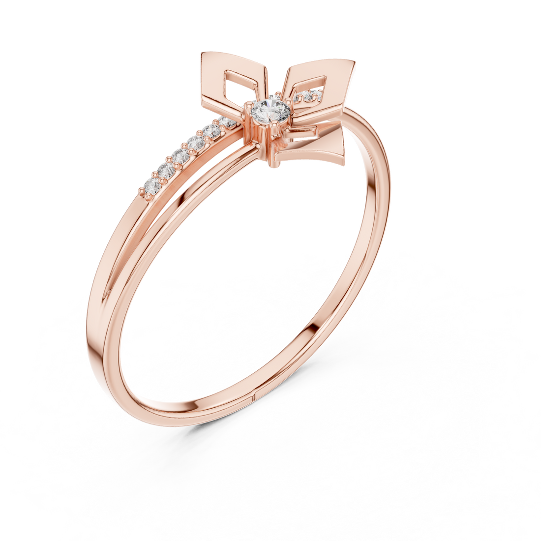Geometric Diamond Gold Bypass Ring