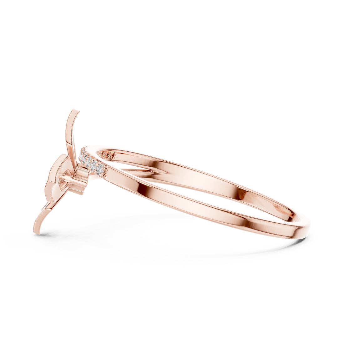 Geometric Diamond Gold Bypass Ring