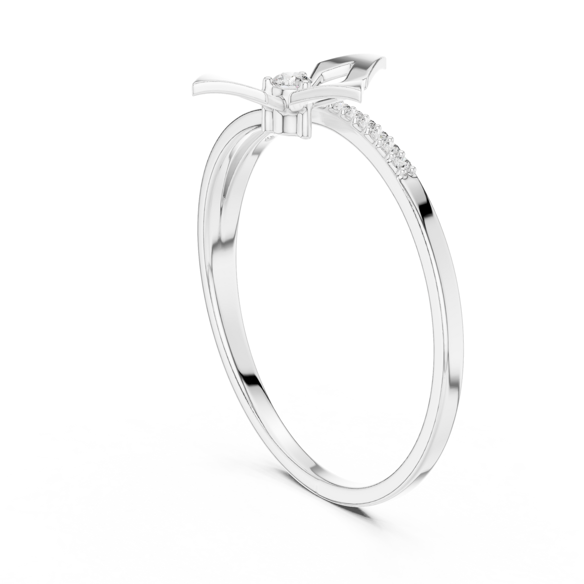 Geometric Diamond Gold Bypass Ring