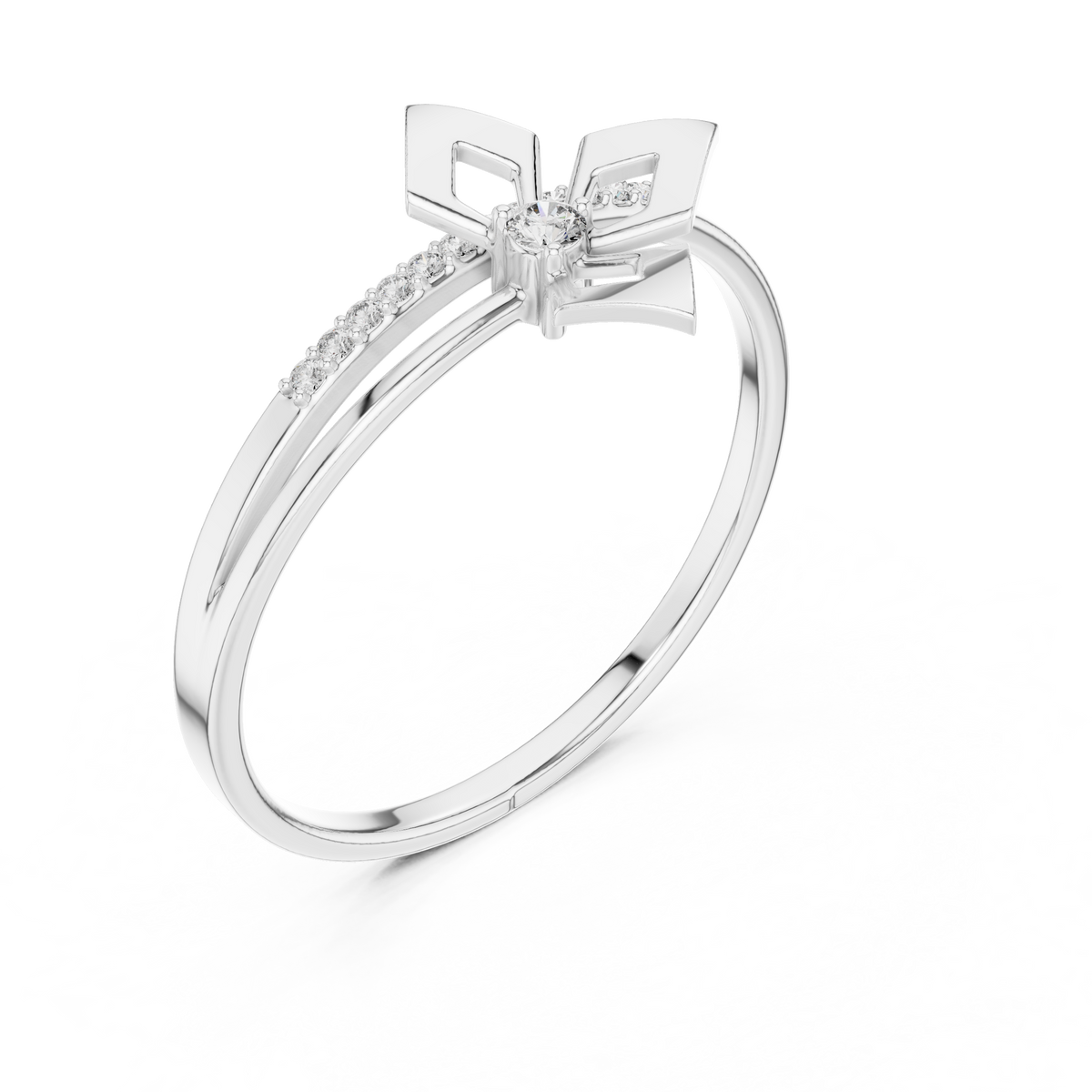Geometric Diamond Gold Bypass Ring