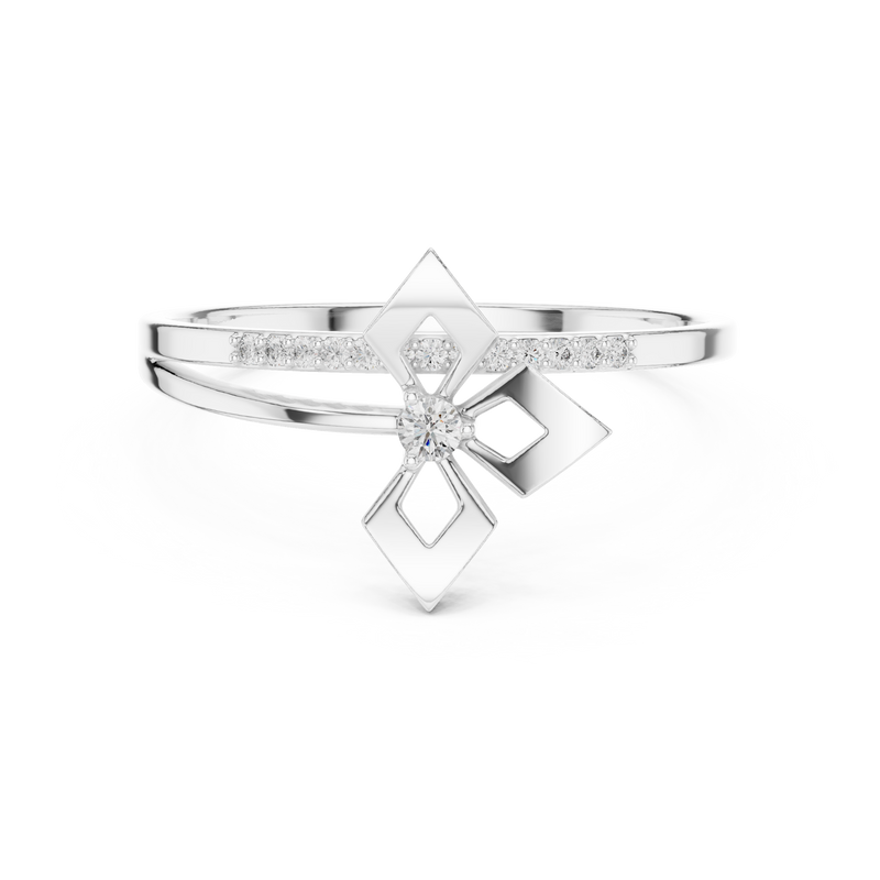 Geometric Diamond Gold Bypass Ring