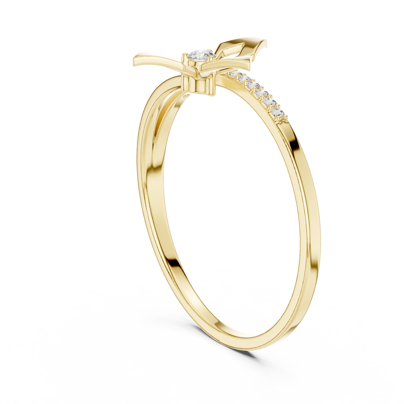Geometric Diamond Gold Bypass Ring