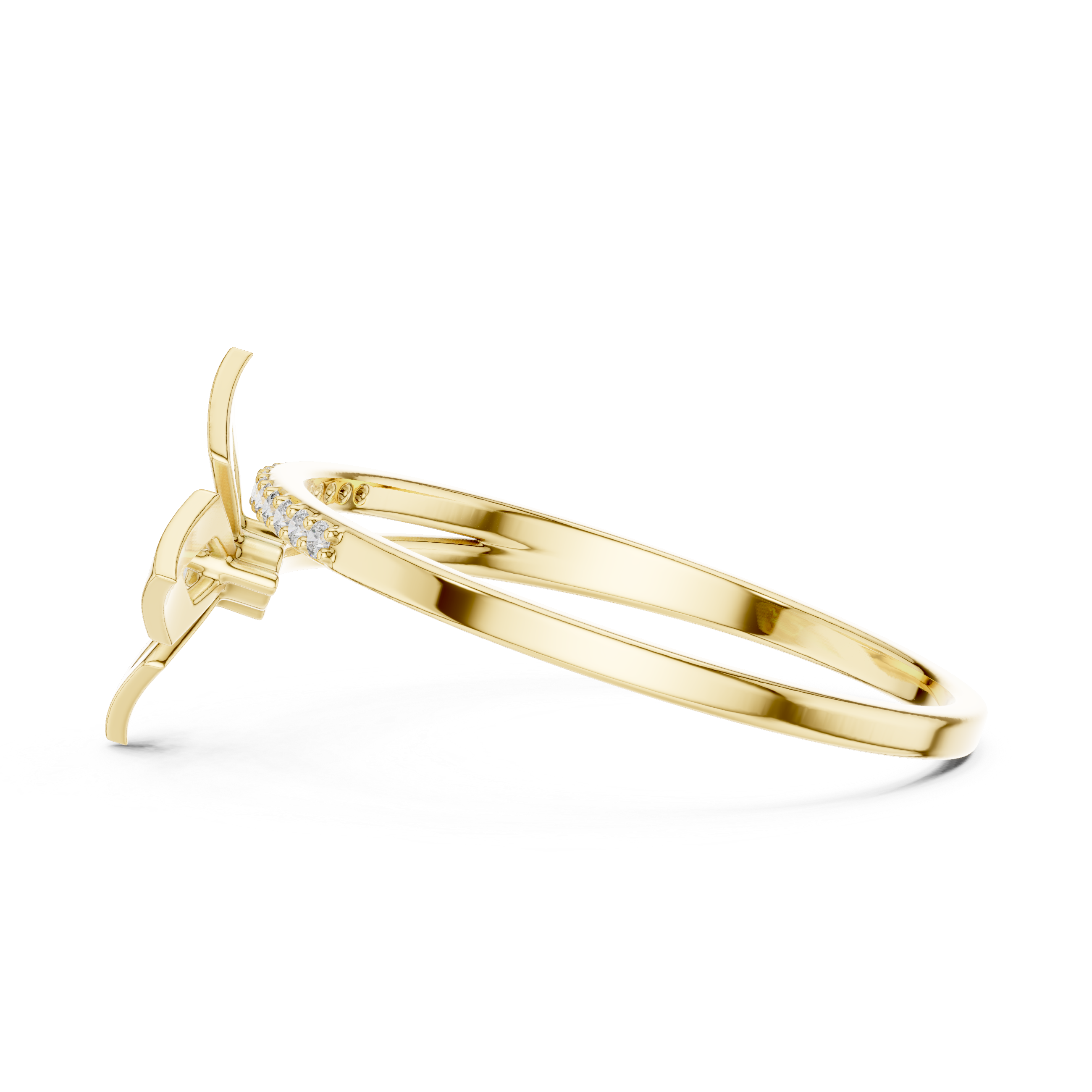 Geometric Diamond Gold Bypass Ring