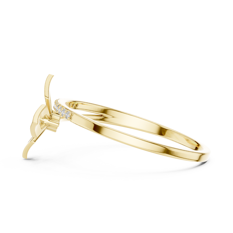 Geometric Diamond Gold Bypass Ring