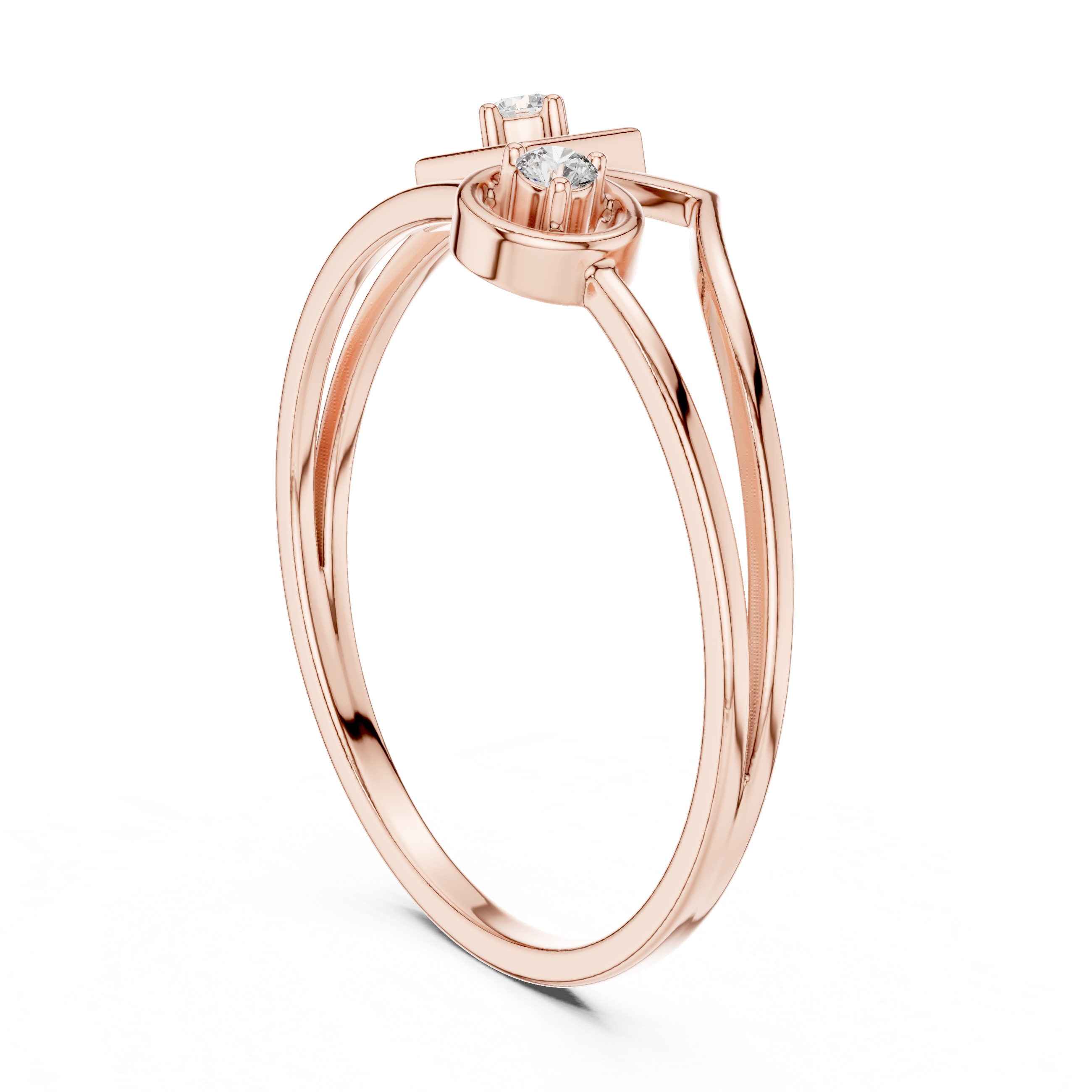 Open V-Shape with Square & Circle Accents