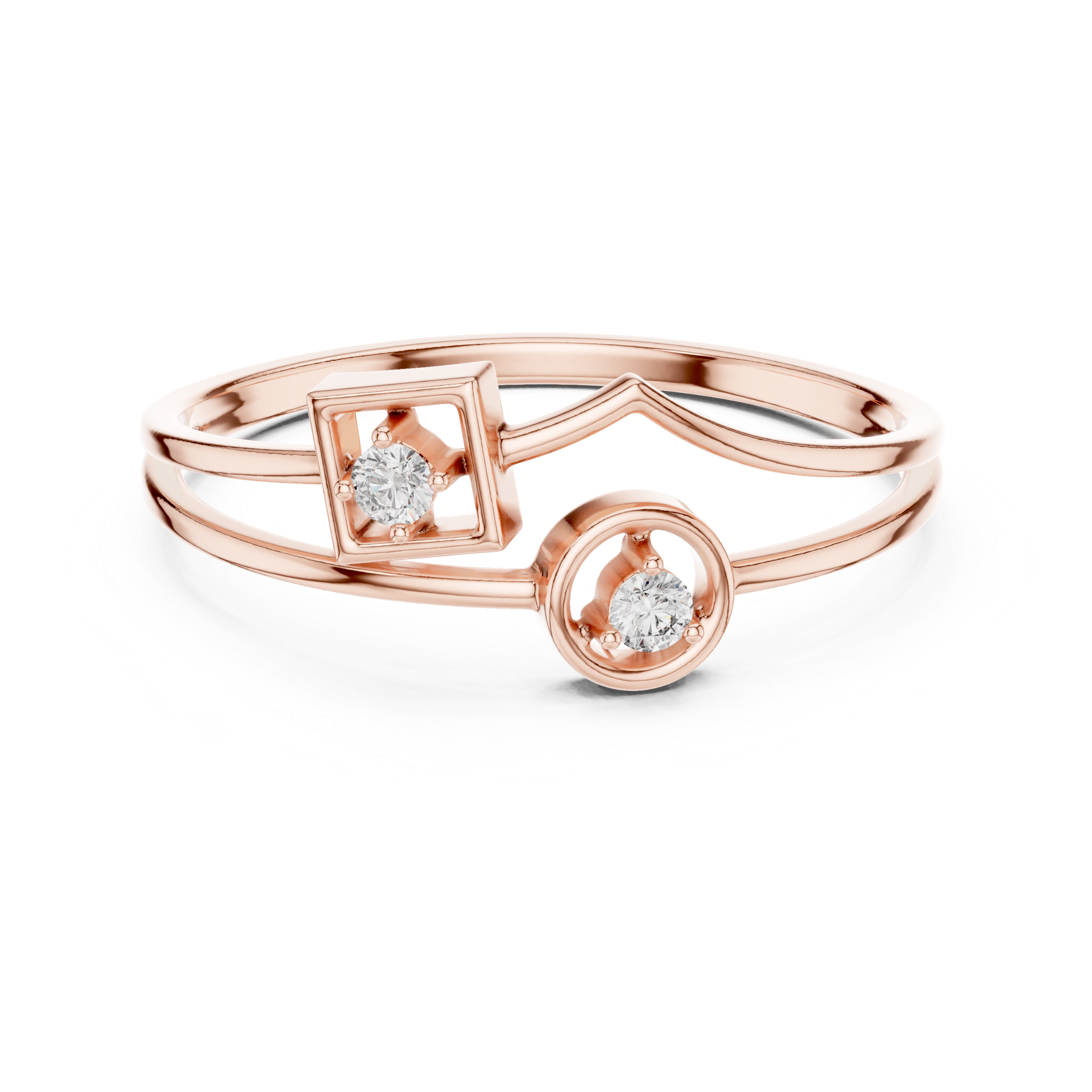 Open V-Shape with Square & Circle Accents