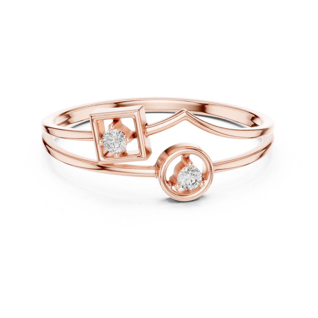 Open V-Shape with Square & Circle Accents