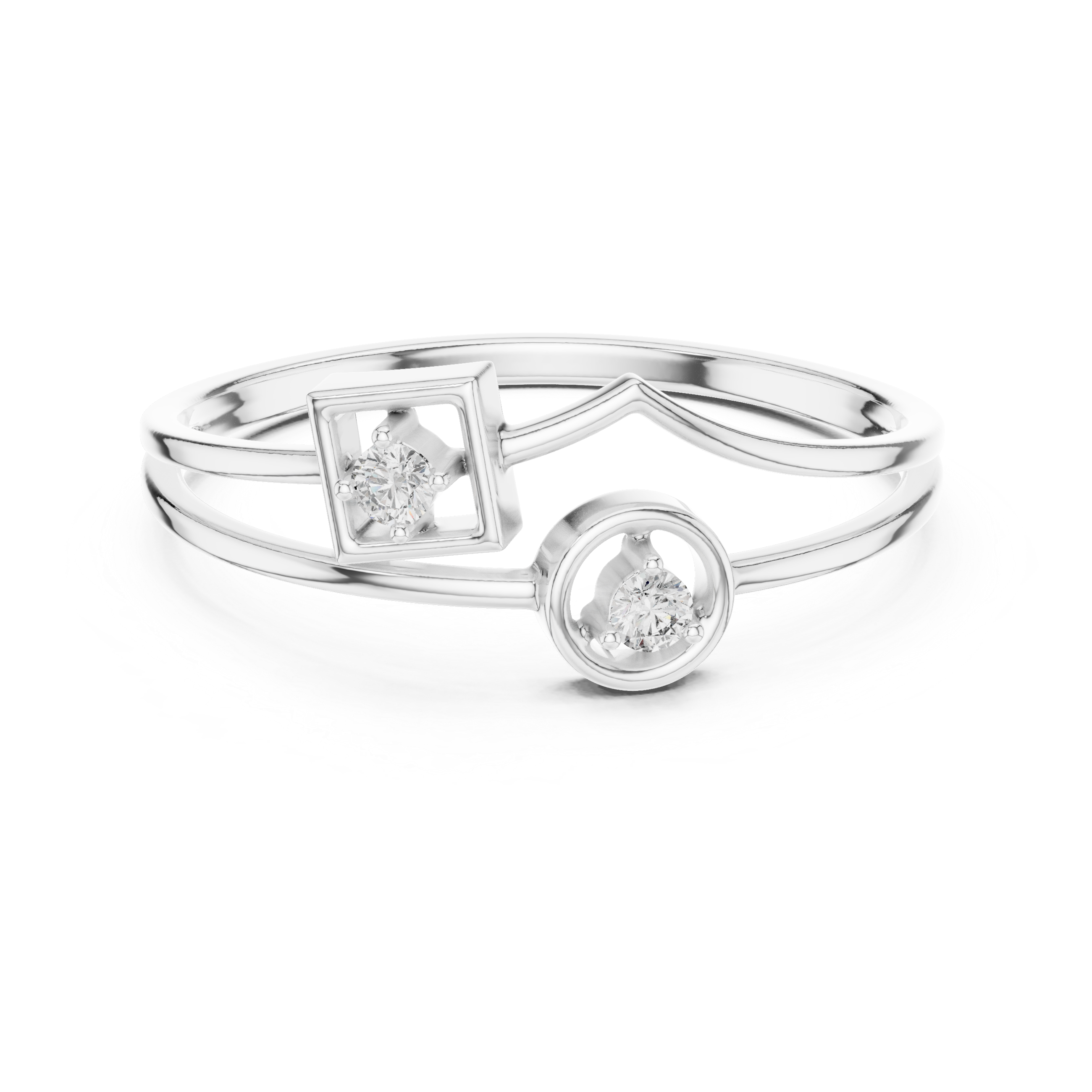 Open V-Shape with Square & Circle Accents