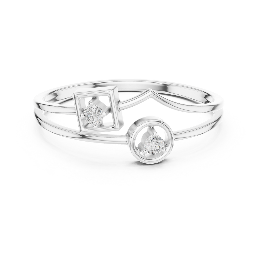 Open V-Shape with Square & Circle Accents