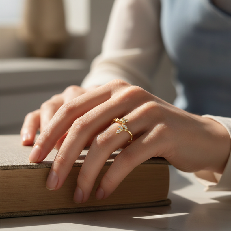 Floral Dual Cluster Ring
