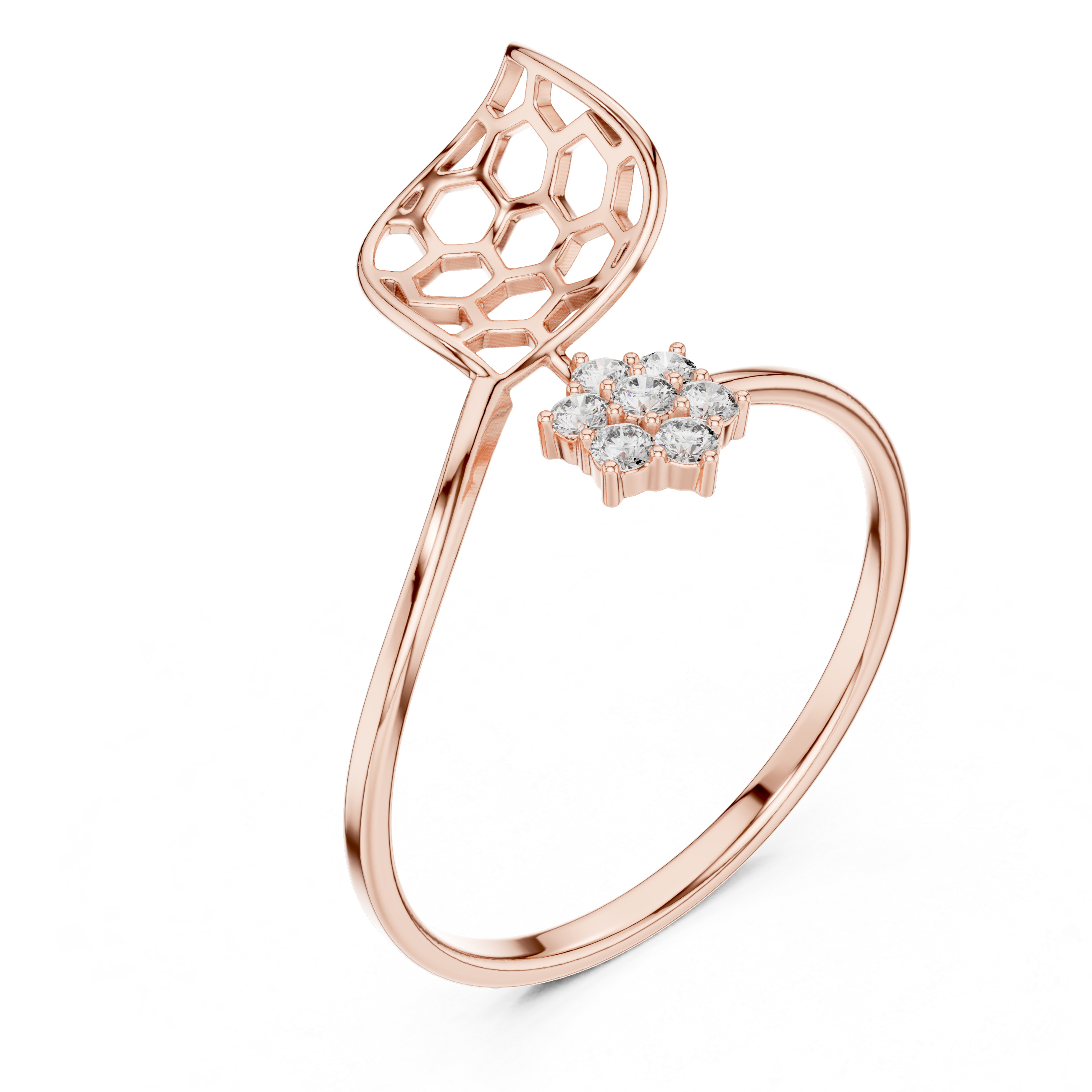 Honeycomb Leaf Ring