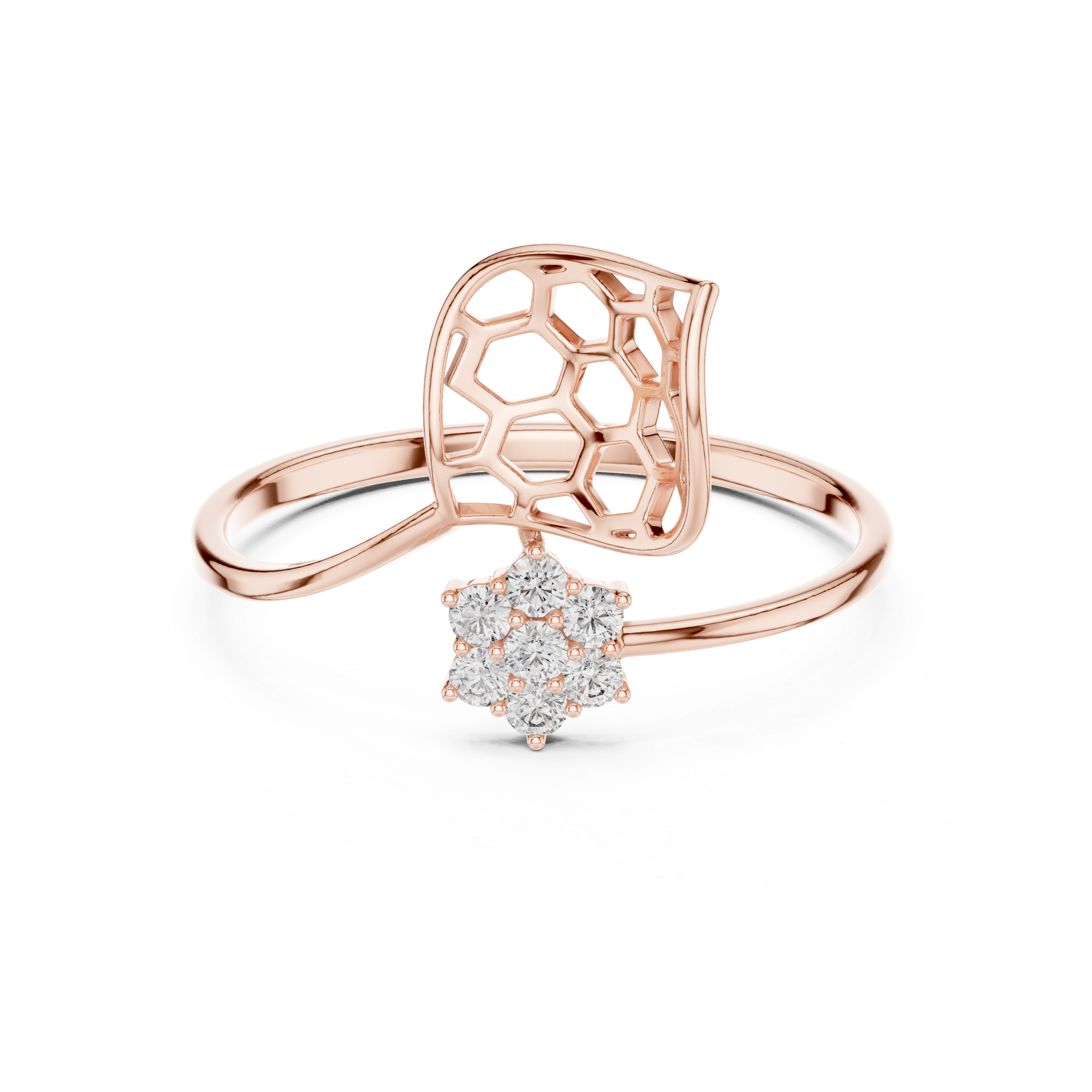 Honeycomb Leaf Ring