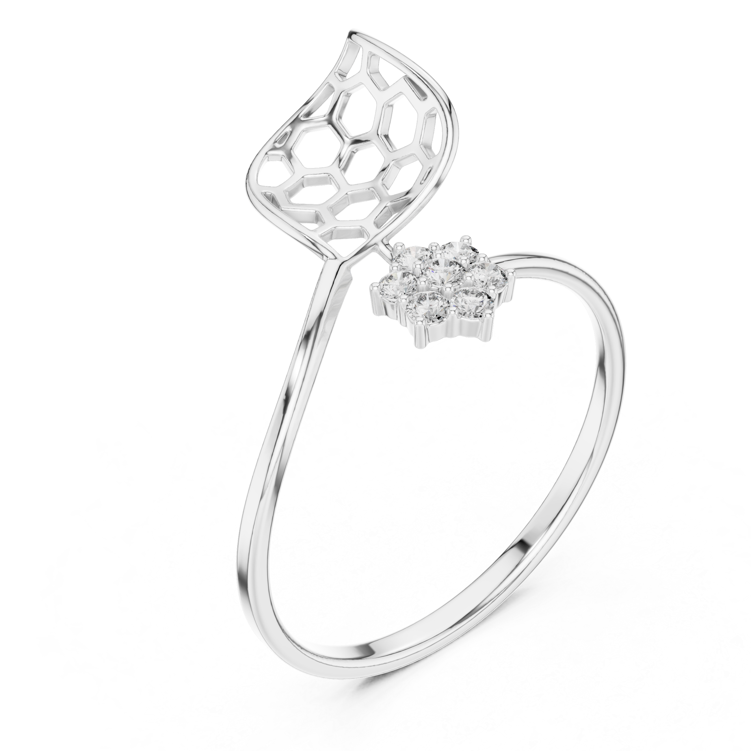 Honeycomb Leaf Ring
