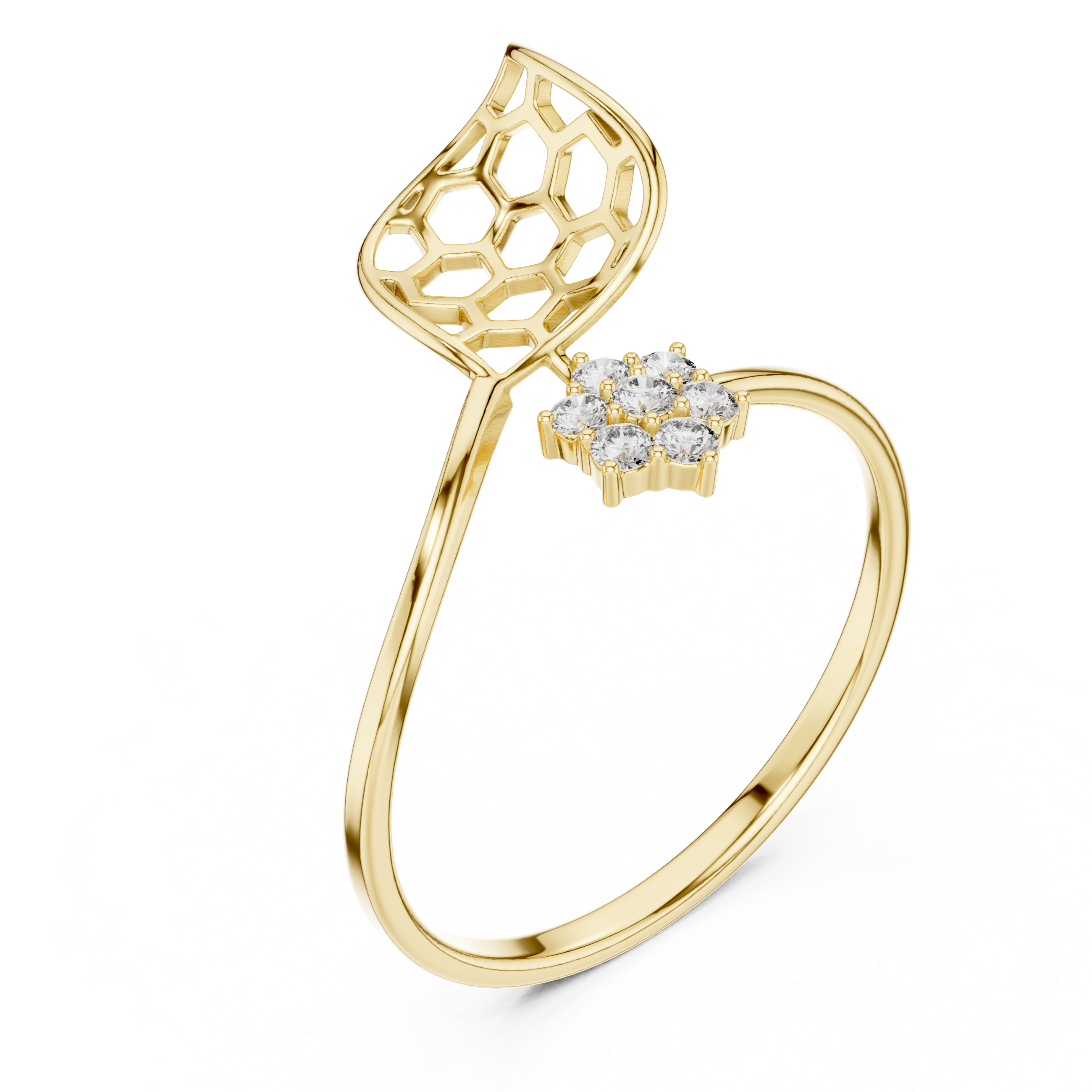 Honeycomb Leaf Ring