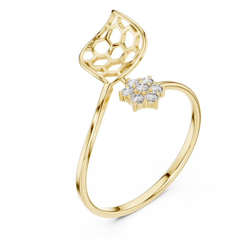 Honeycomb Leaf Ring