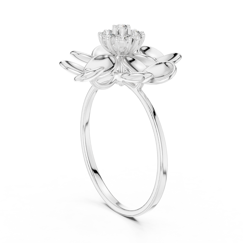Diamond Floral Cocktail Ring