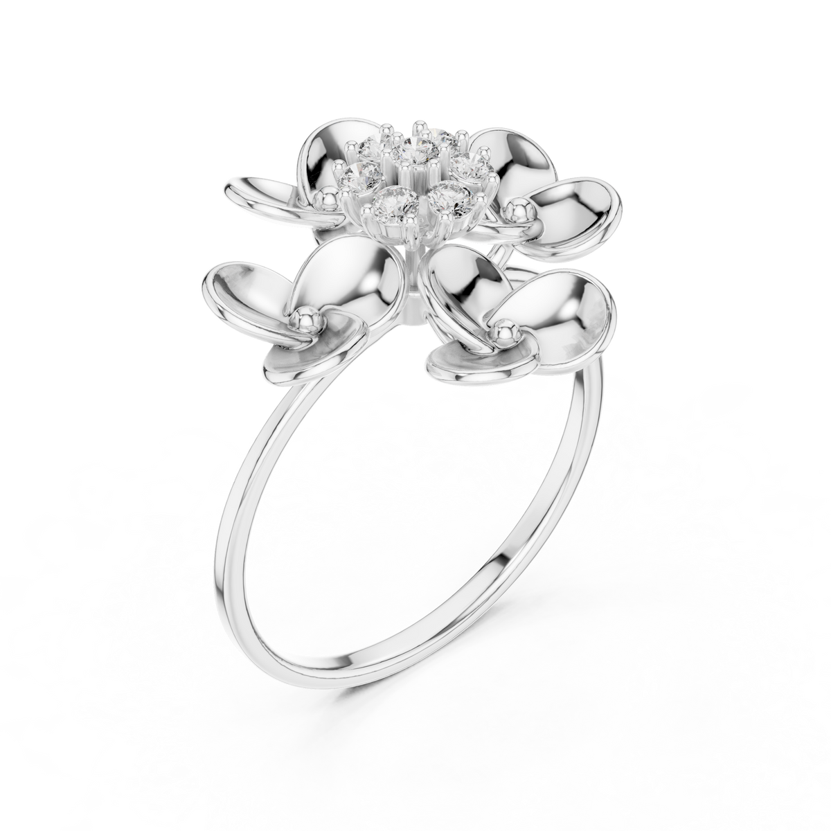 Diamond Floral Cocktail Ring