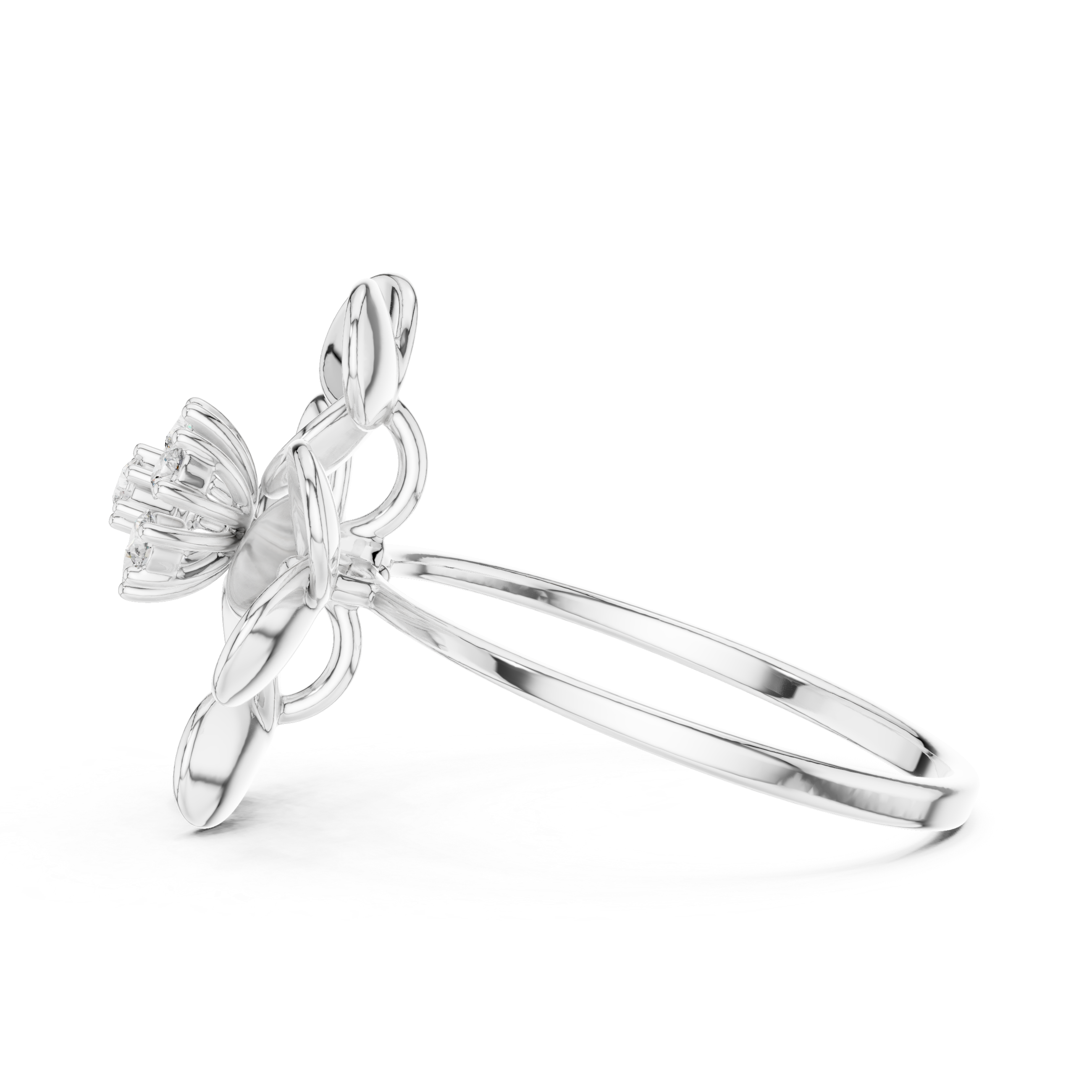 Diamond Floral Cocktail Ring
