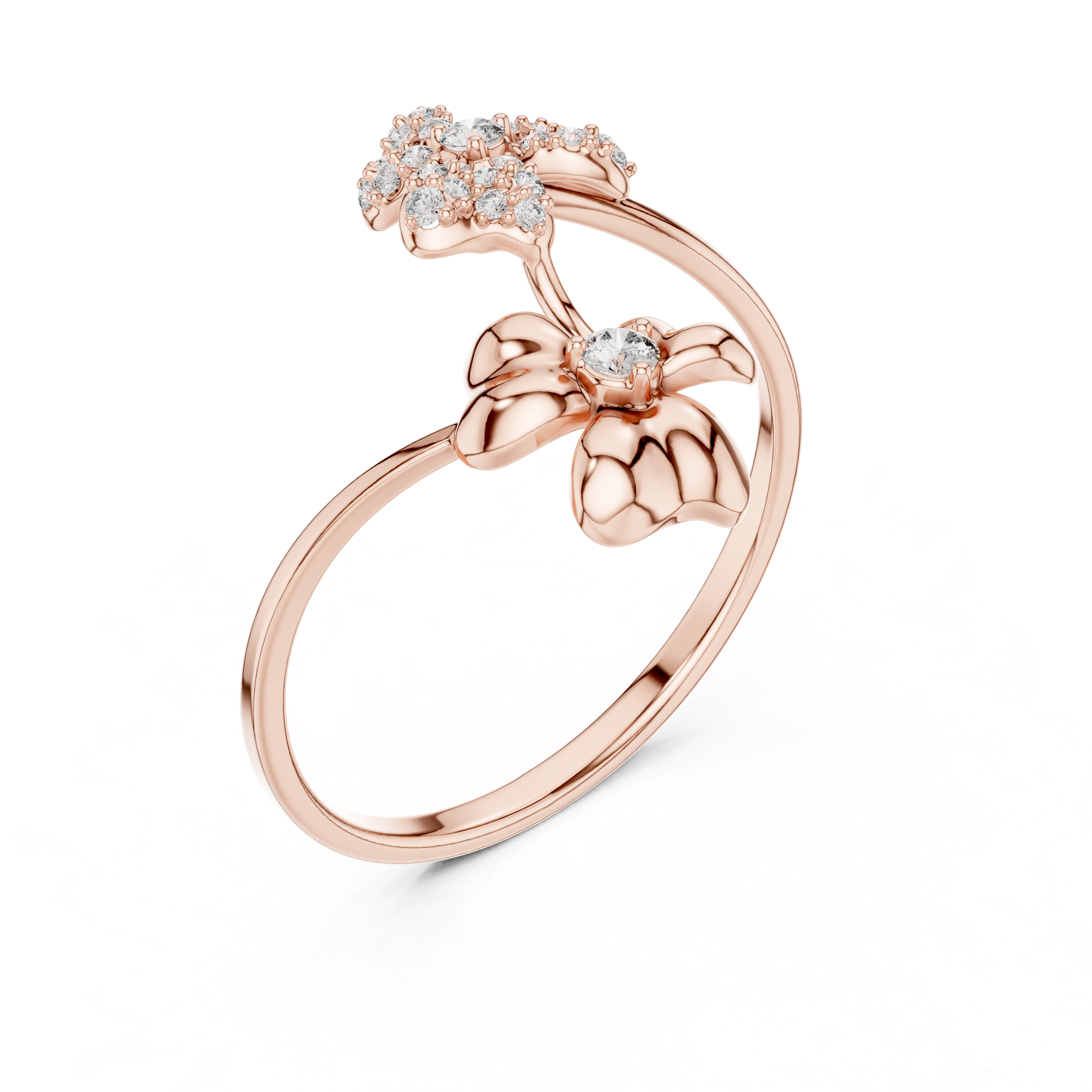 Parallel Flower Diamond Ring