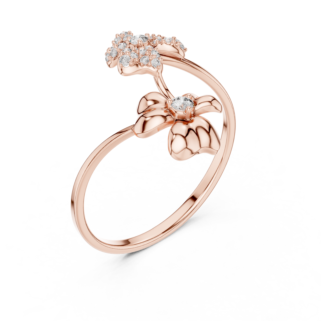 Parallel Flower Diamond Ring