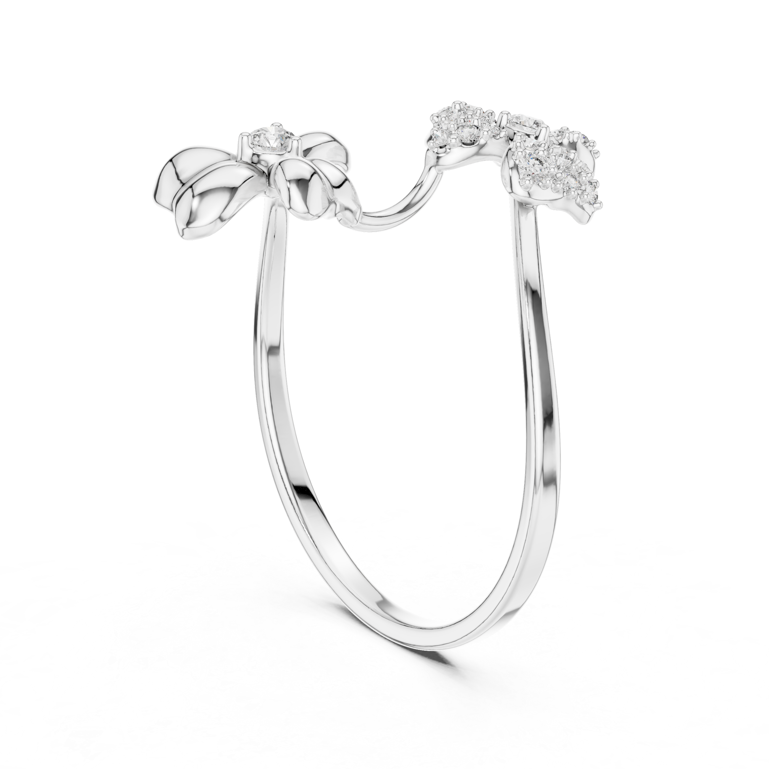 Parallel Flower Diamond Ring