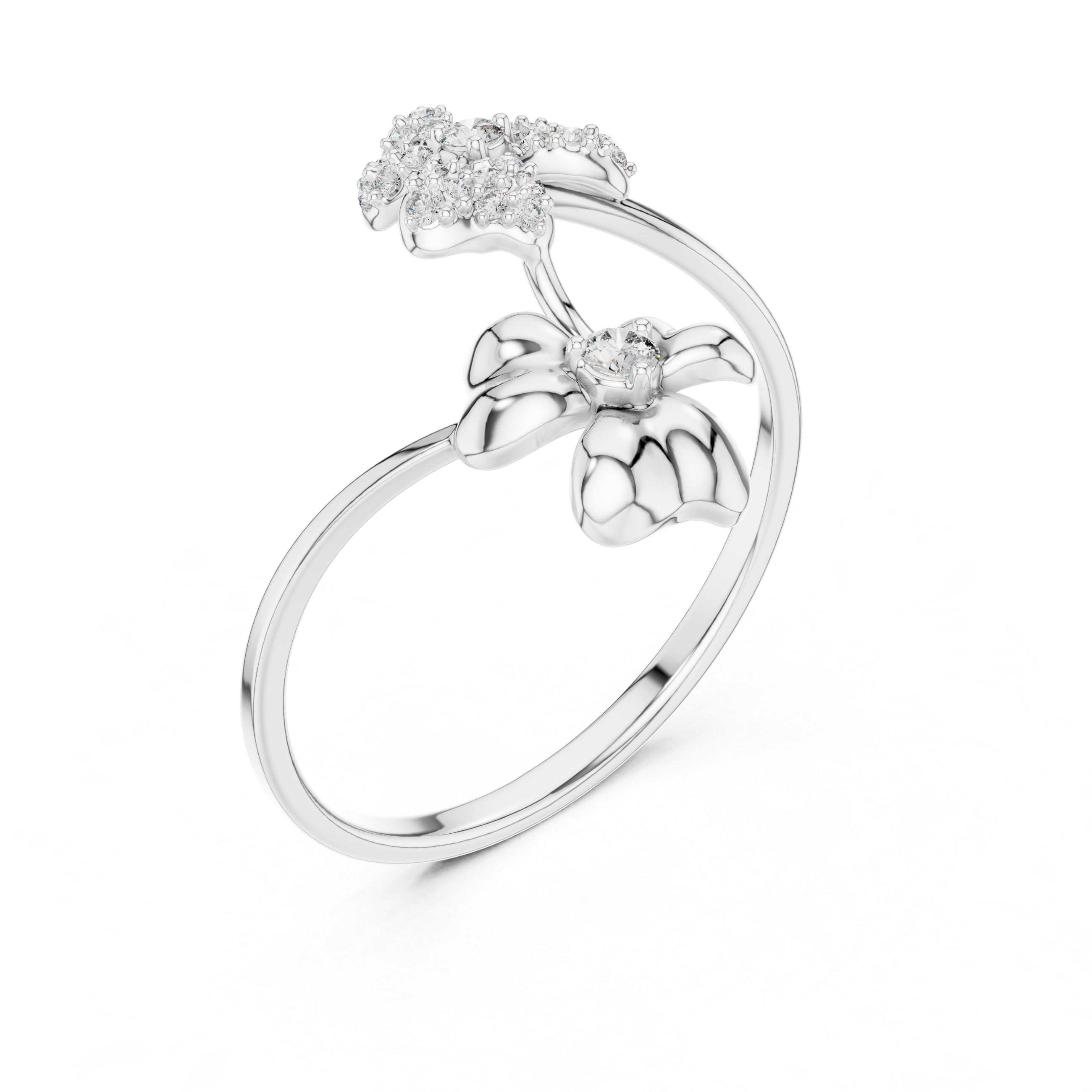 Parallel Flower Diamond Ring