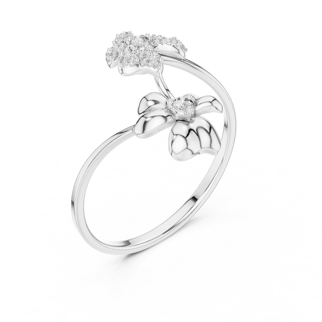 Parallel Flower Diamond Ring