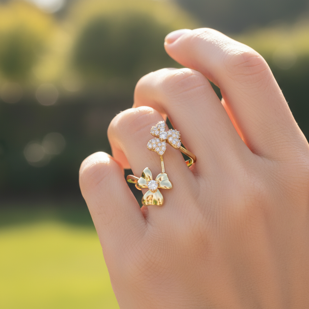 Parallel Flower Diamond Ring