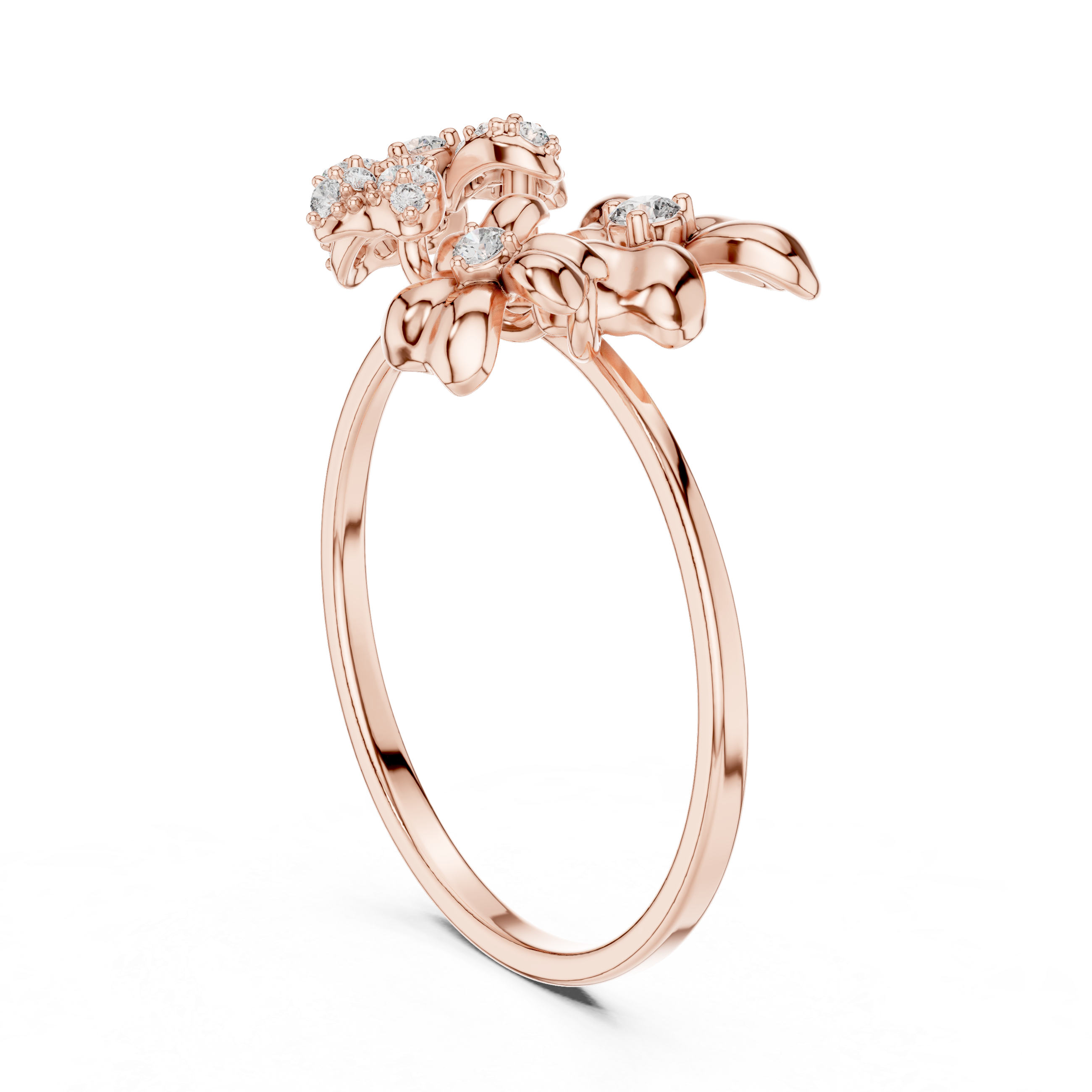 Three Flower Diamond Ring