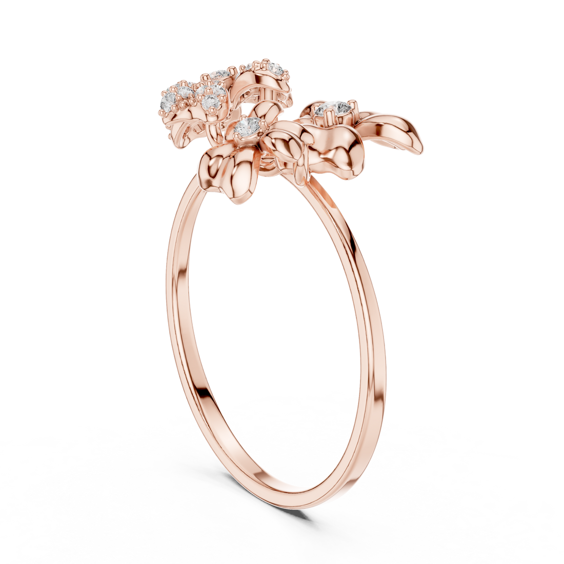 Three Flower Diamond Ring