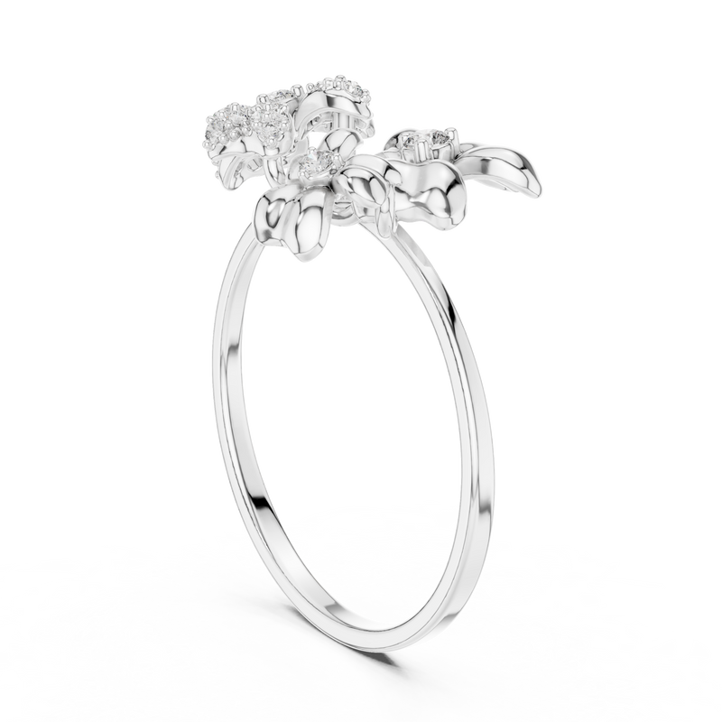 Three Flower Cluster Diamond Ring